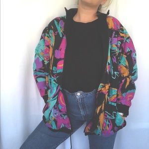 VINTAGE 80’s RETRO Zip Up Winter Jacket size Large